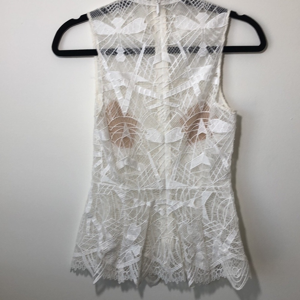 Jonathan Simkhai White Lace Collar  Peplum Top Size 2 (XSmall) - Picture 4 of 10